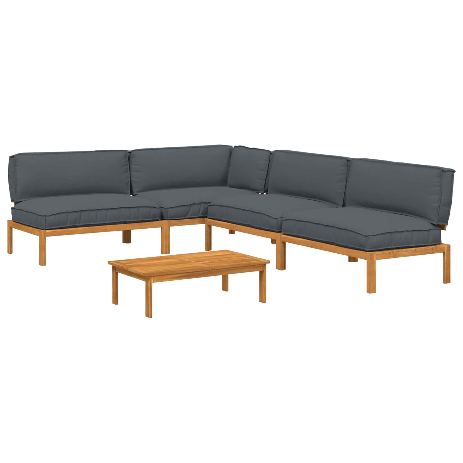 Sofa Set mit Kissen Uni 5 pcs Anthrazit Massivholz Akazie
