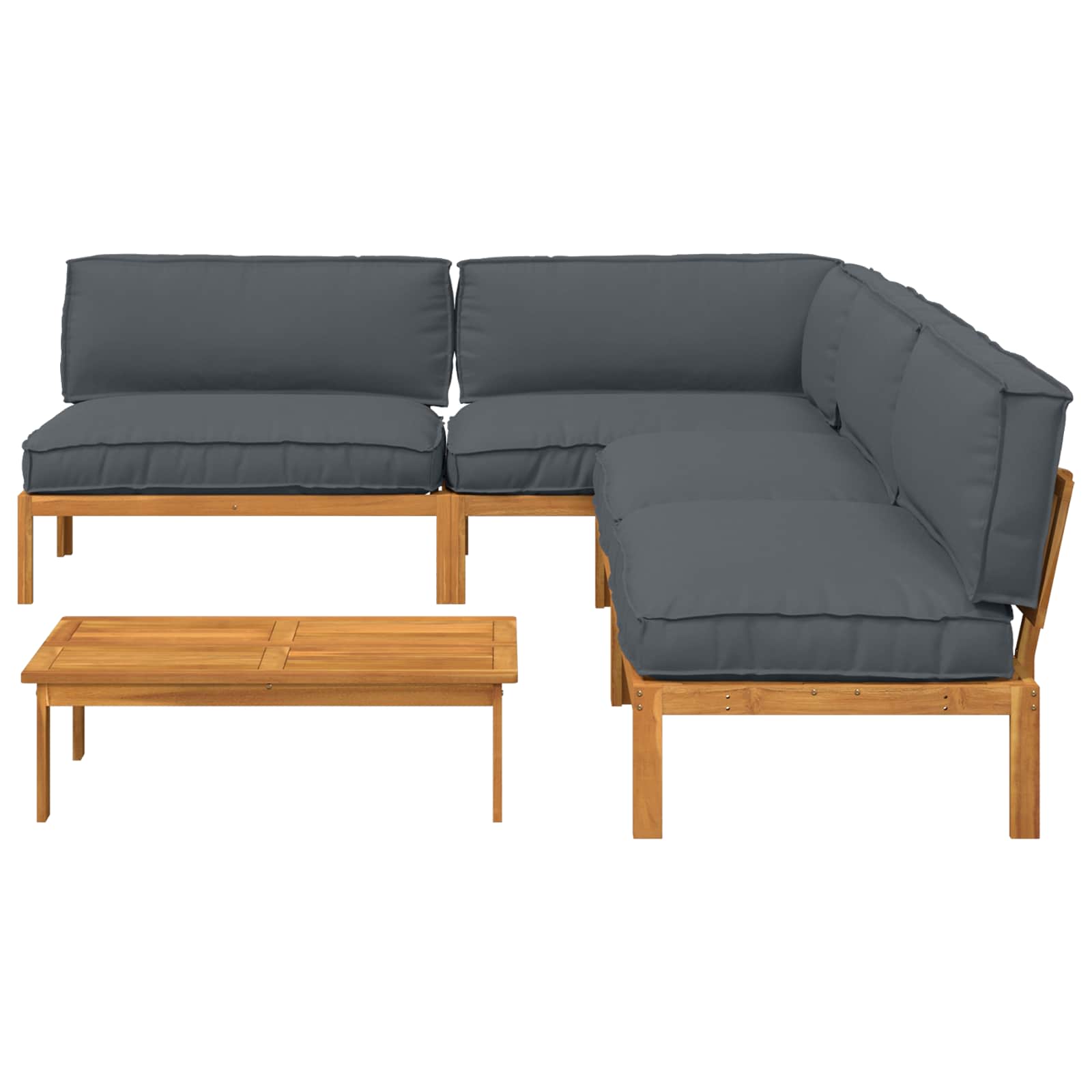 Sofa Set mit Kissen Uni 5 pcs Anthrazit Massivholz Akazie