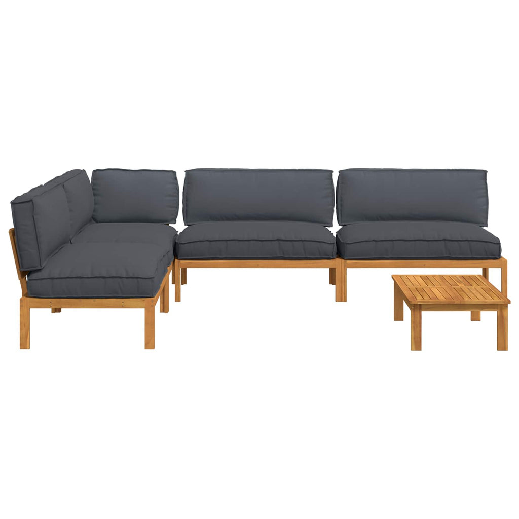 Sofa Set mit Kissen Uni 5 pcs Anthrazit Massivholz Akazie