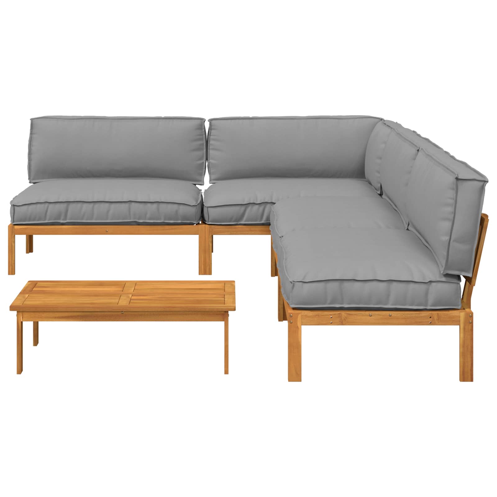 Sofa Set mit Kissen Uni 5 pcs Grau Massivholz Akazie