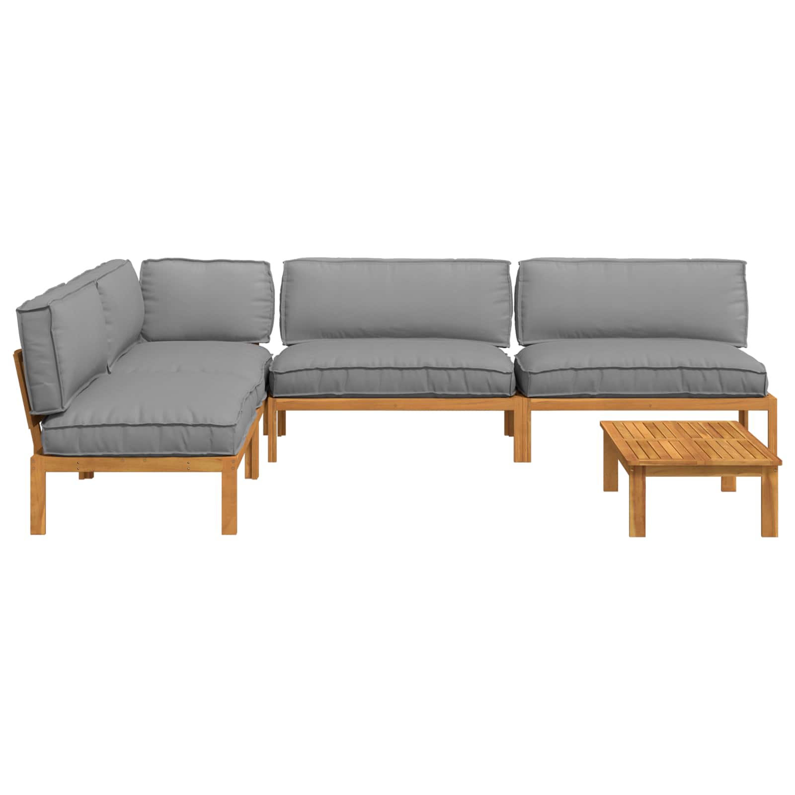 Sofa Set mit Kissen Uni 5 pcs Grau Massivholz Akazie