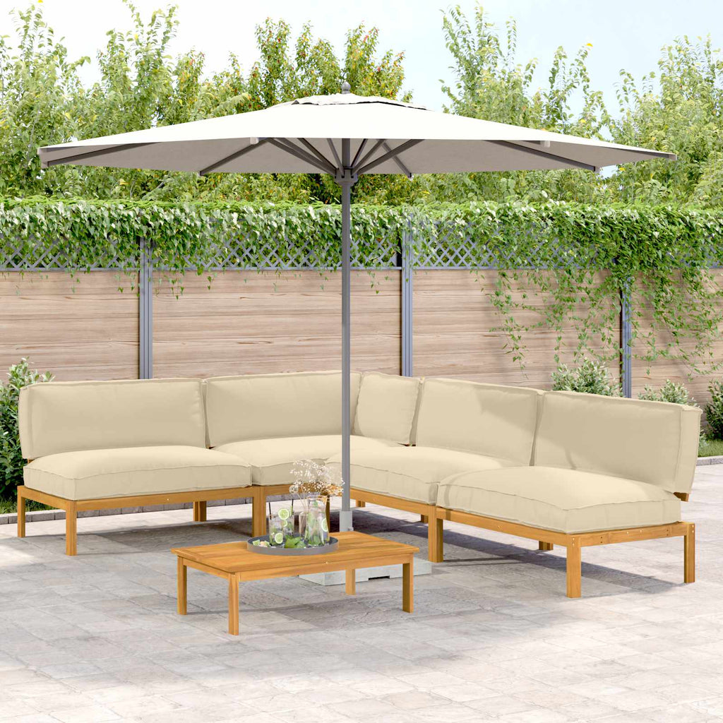 Sofa Set mit Kissen Uni 5 pcs Beige Massivholz Akazie