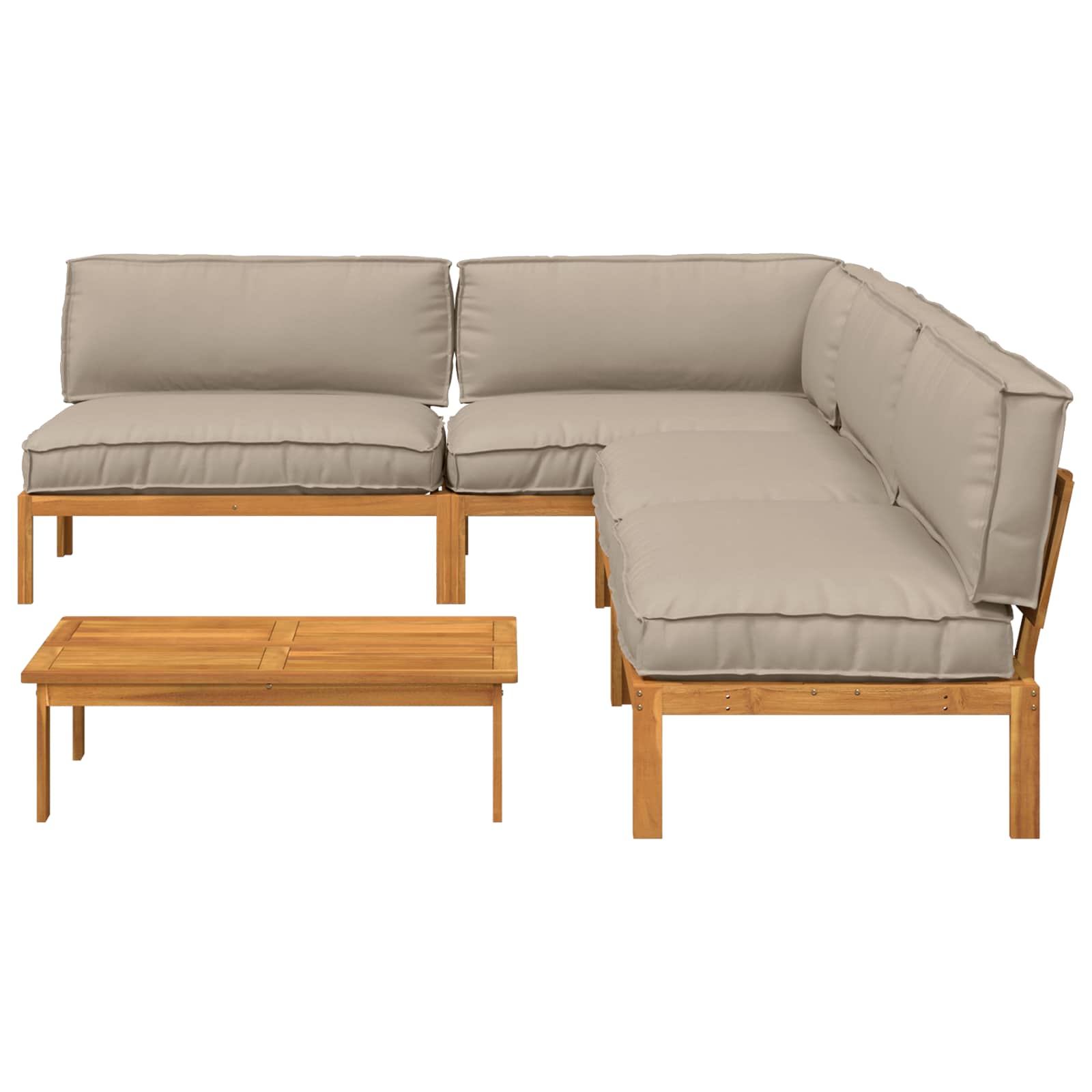Sofa Set mit Kissen Uni 5 pcs Taupe Massivholz Akazie