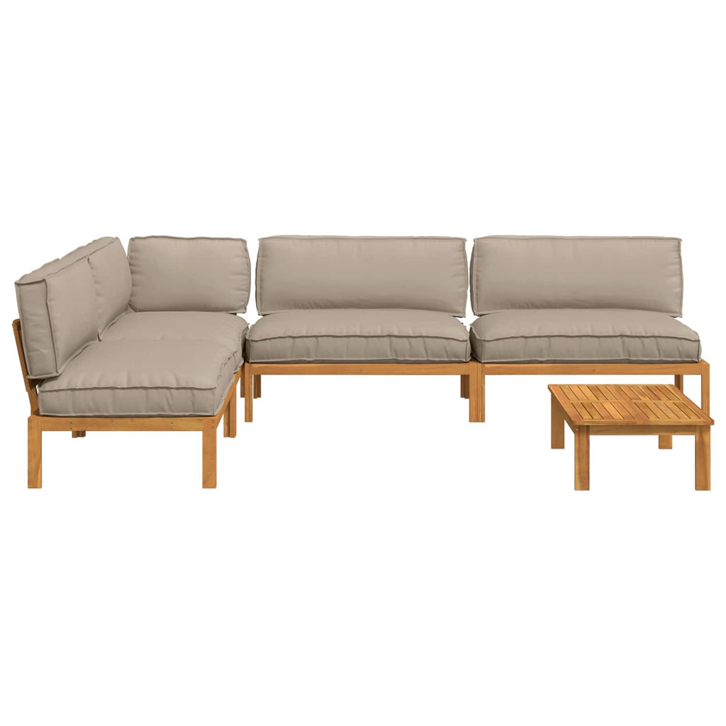 Sofa Set mit Kissen Uni 5 pcs Taupe Massivholz Akazie