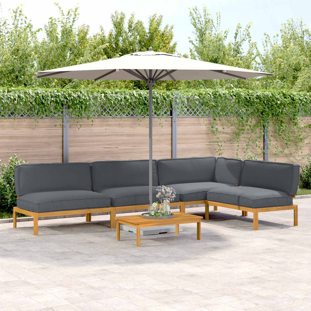 Sofa Set mit Kissen Uni 5 pcs Anthrazit Massivholz Akazie