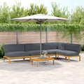 Sofa Set mit Kissen Uni 5 pcs Anthrazit Massivholz Akazie