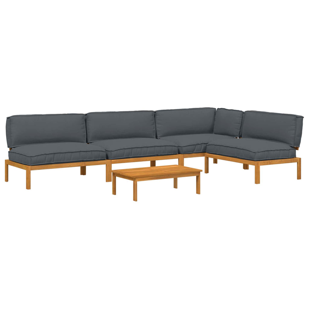 Sofa Set mit Kissen Uni 5 pcs Anthrazit Massivholz Akazie