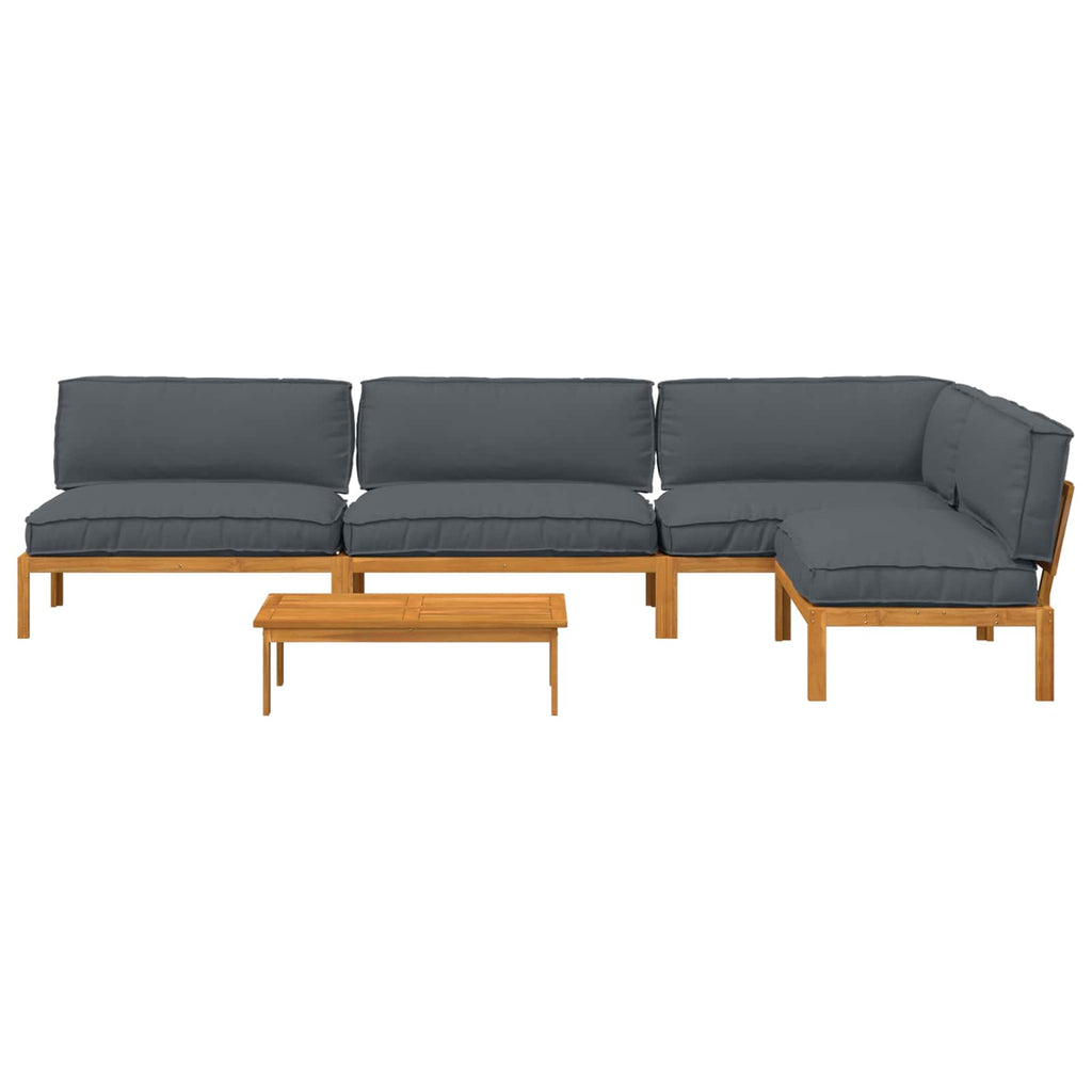 Sofa Set mit Kissen Uni 5 pcs Anthrazit Massivholz Akazie
