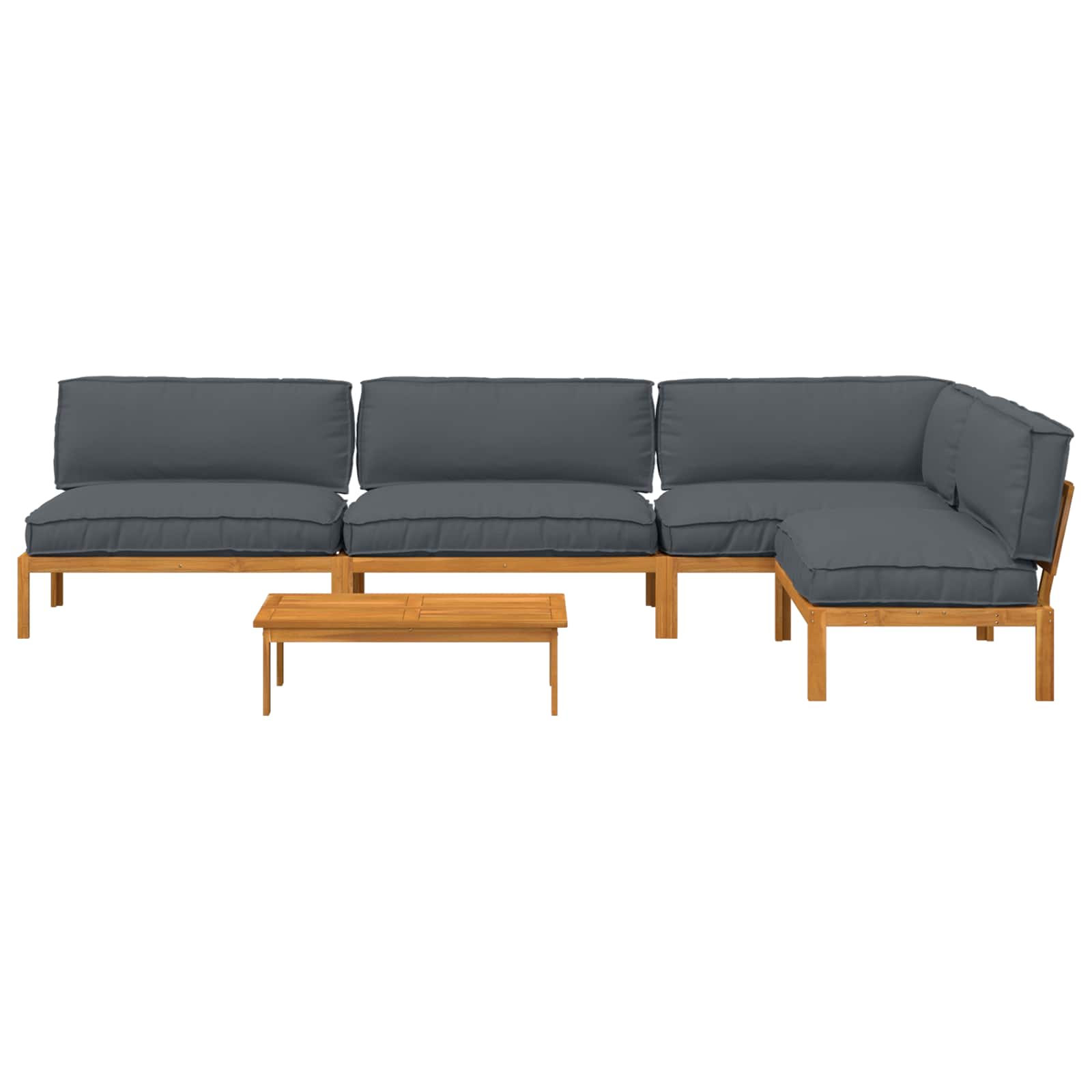 Sofa Set mit Kissen Uni 5 pcs Anthrazit Massivholz Akazie