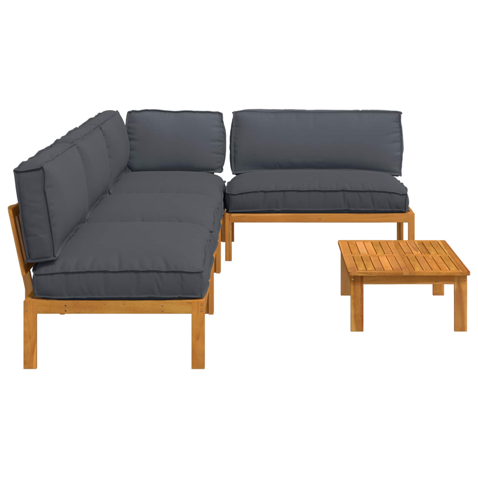 Sofa Set mit Kissen Uni 5 pcs Anthrazit Massivholz Akazie