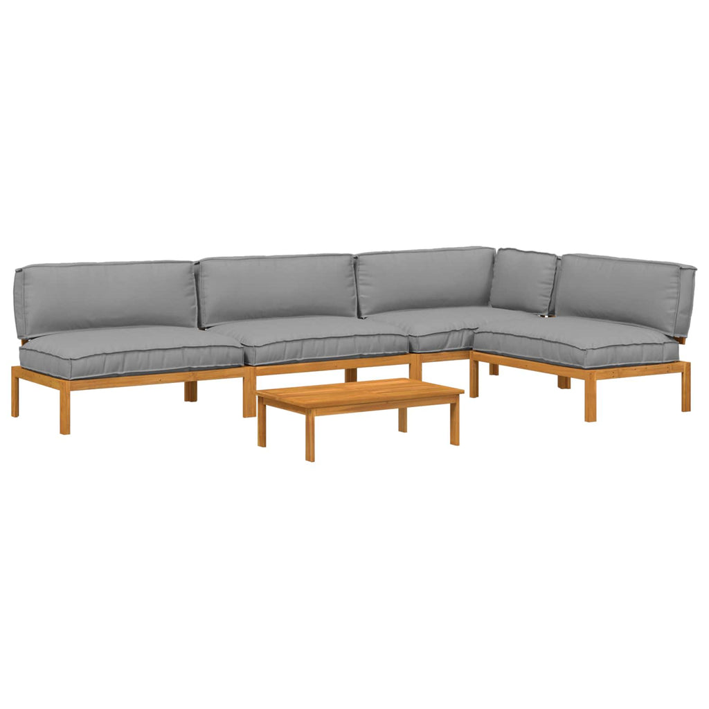 Sofa Set mit Kissen Uni 5 pcs Grau Massivholz Akazie