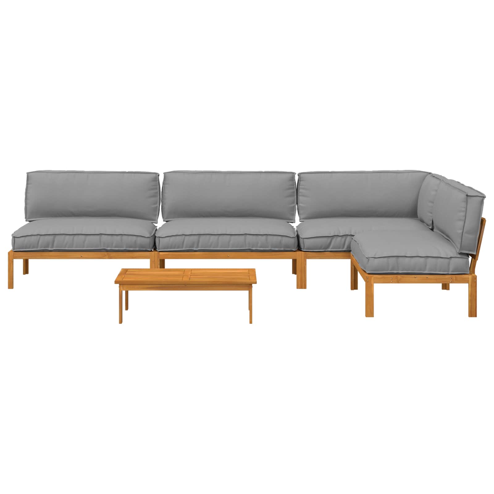 Sofa Set mit Kissen Uni 5 pcs Grau Massivholz Akazie