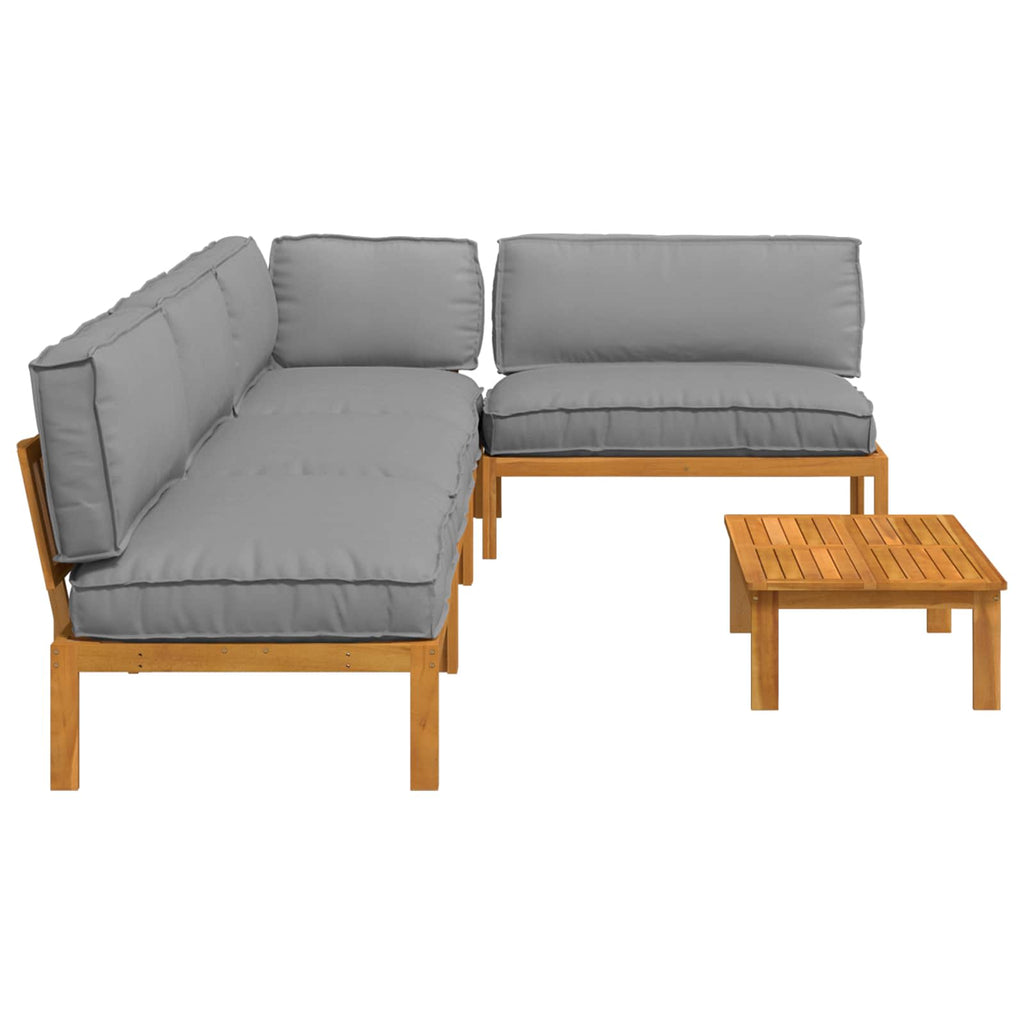 Sofa Set mit Kissen Uni 5 pcs Grau Massivholz Akazie