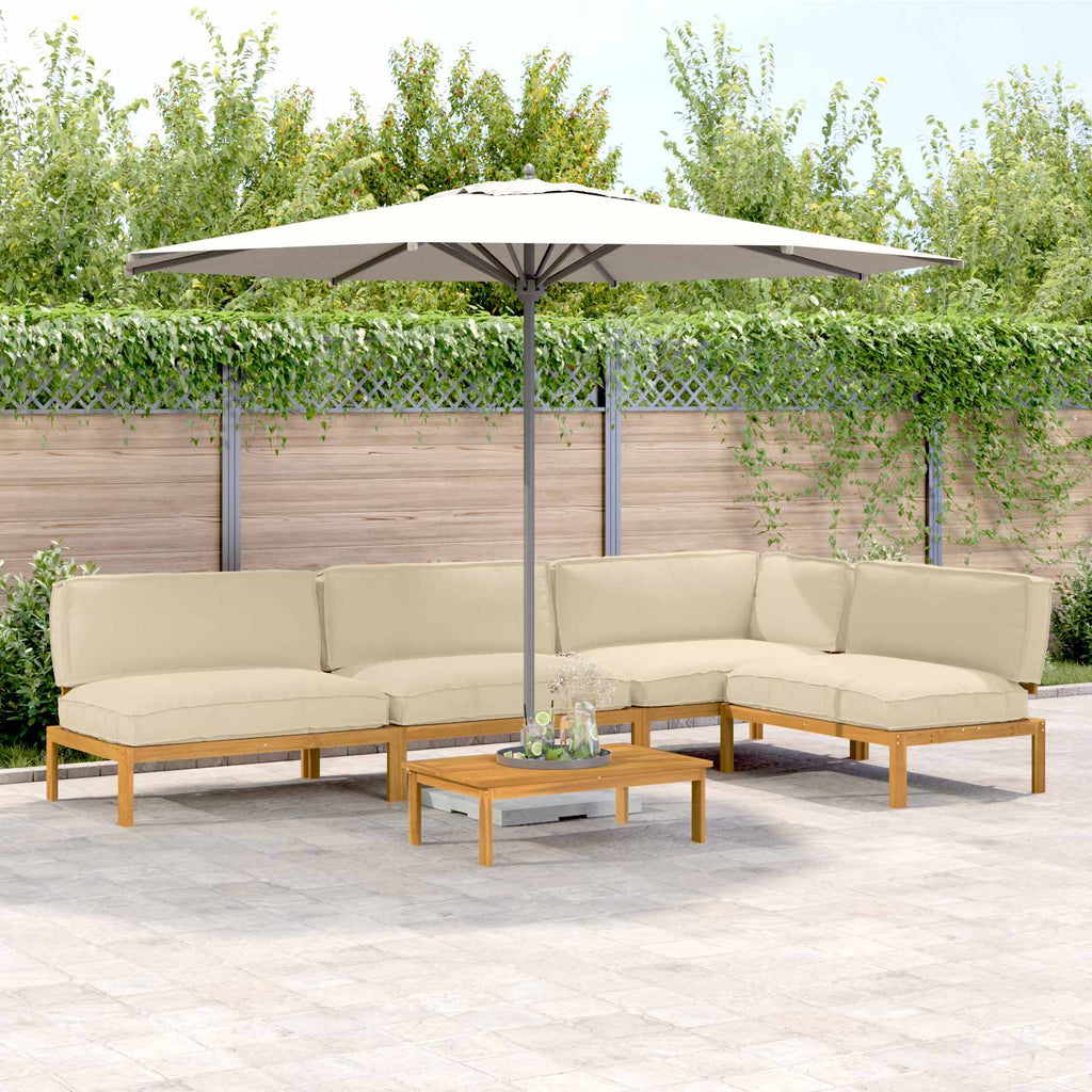 Sofa Set mit Kissen Uni 5 pcs Beige Massivholz Akazie