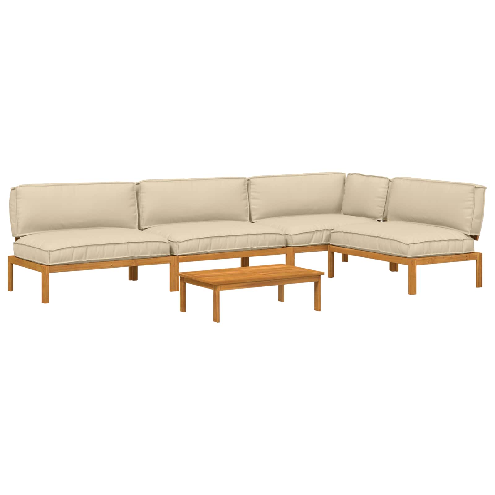 Sofa Set mit Kissen Uni 5 pcs Beige Massivholz Akazie