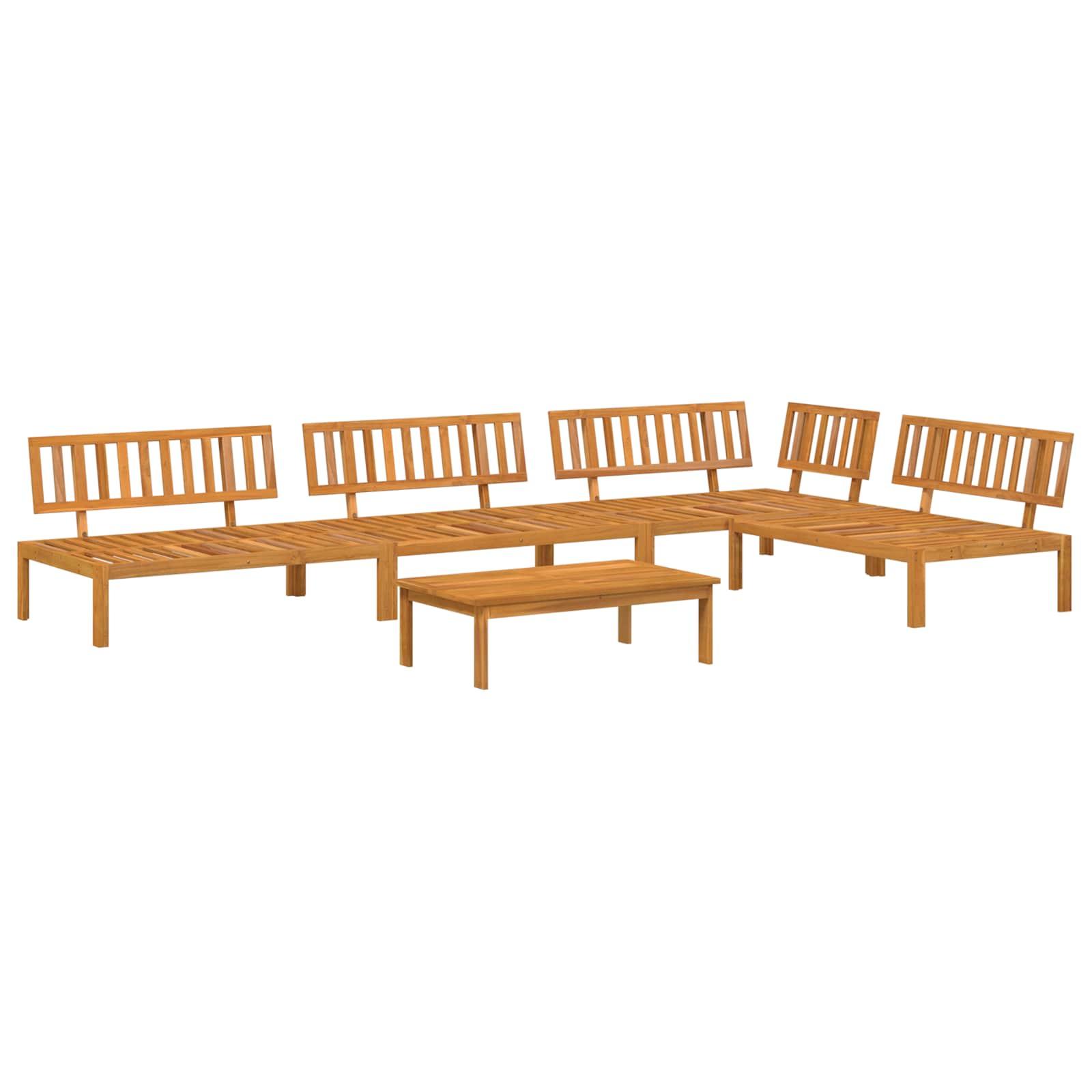 Sofa Set mit Kissen Uni 5 pcs Beige Massivholz Akazie