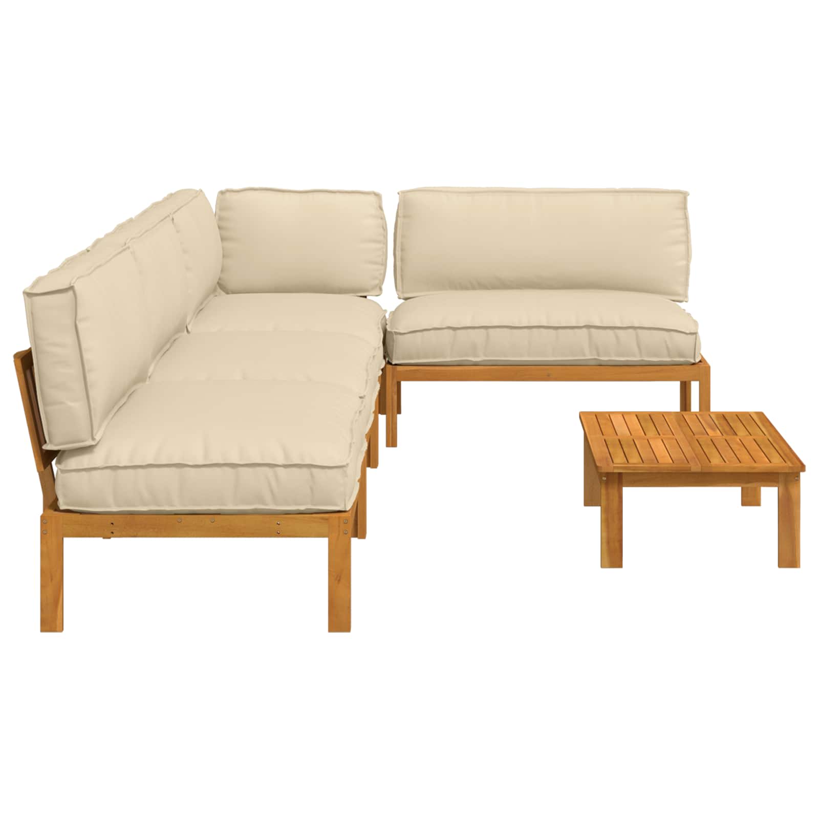 Sofa Set mit Kissen Uni 5 pcs Beige Massivholz Akazie