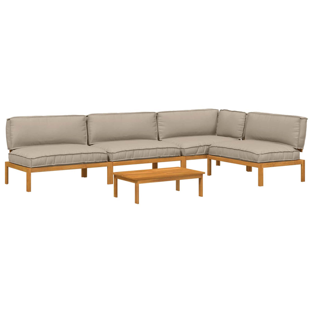 Sofa Set mit Kissen Uni 5 pcs Taupe Massivholz Akazie