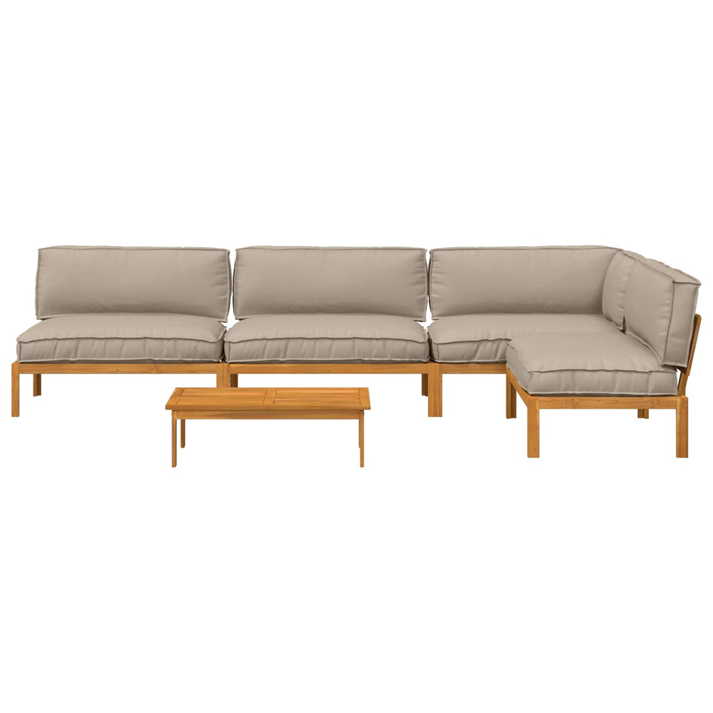 Sofa Set mit Kissen Uni 5 pcs Taupe Massivholz Akazie
