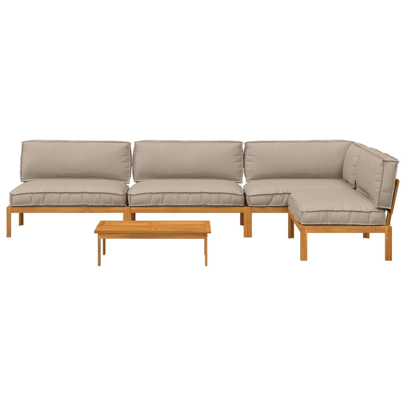 Sofa Set mit Kissen Uni 5 pcs Taupe Massivholz Akazie
