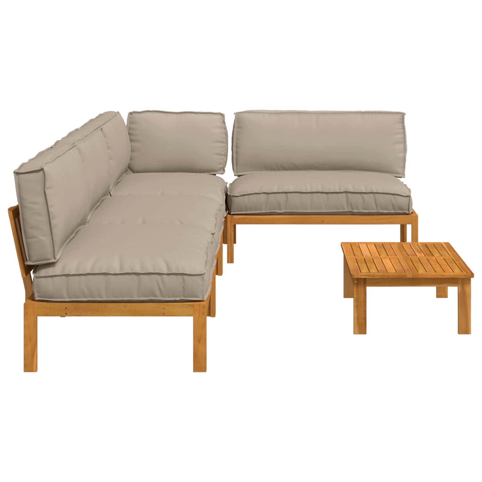 Sofa Set mit Kissen Uni 5 pcs Taupe Massivholz Akazie