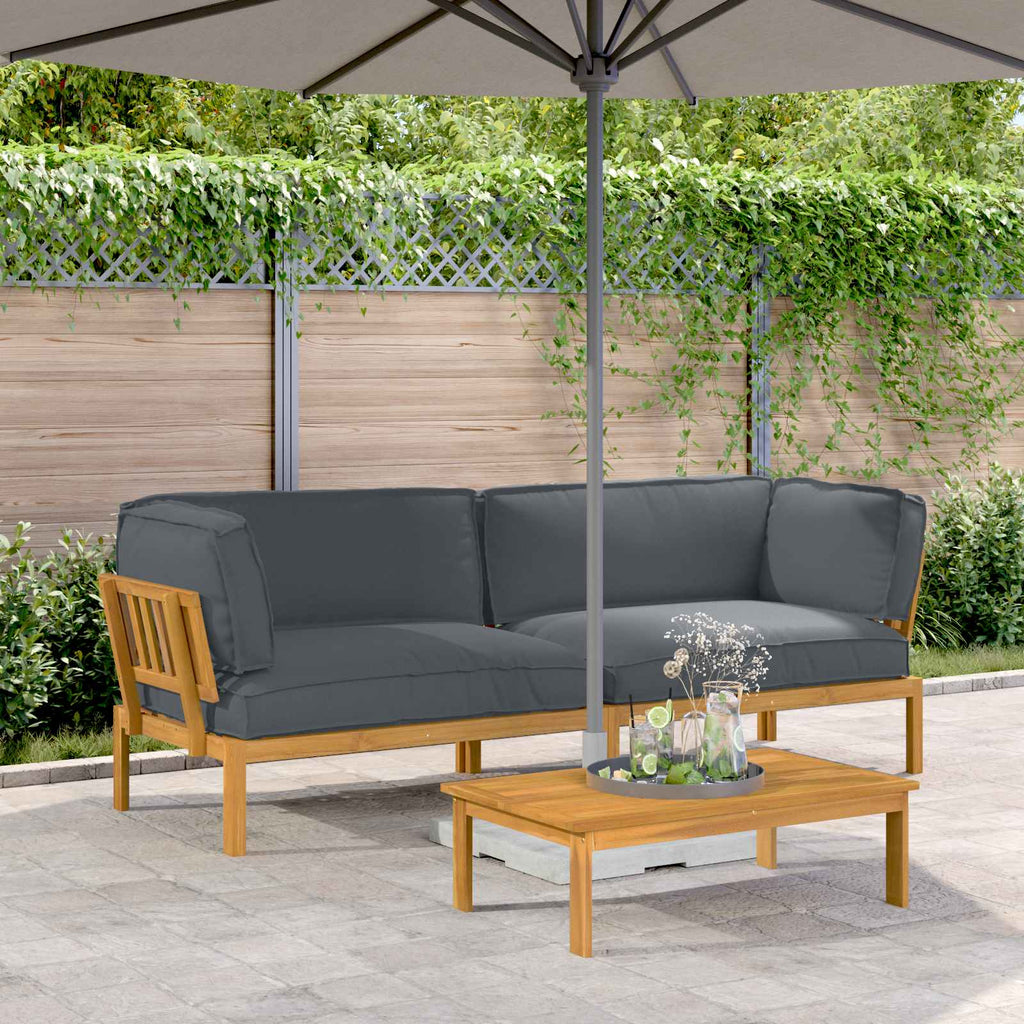 Sofa Set mit Kissen Uni 2 pcs Anthrazit Massivholz Akazie