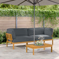 Sofa Set mit Kissen Uni 2 pcs Anthrazit Massivholz Akazie