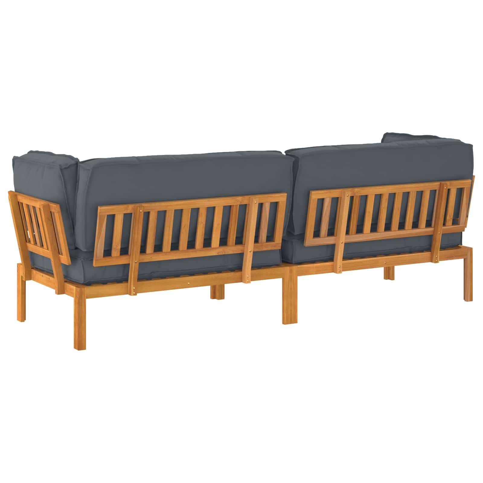 Sofa Set mit Kissen Uni 2 pcs Anthrazit Massivholz Akazie