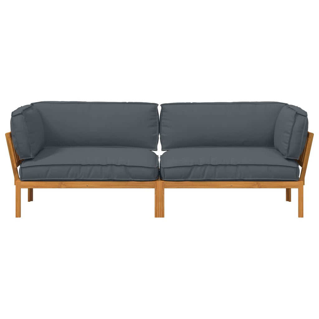 Sofa Set mit Kissen Uni 2 pcs Anthrazit Massivholz Akazie