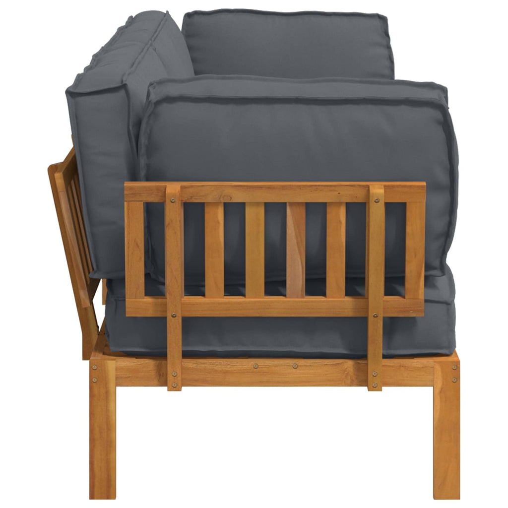 Sofa Set mit Kissen Uni 2 pcs Anthrazit Massivholz Akazie