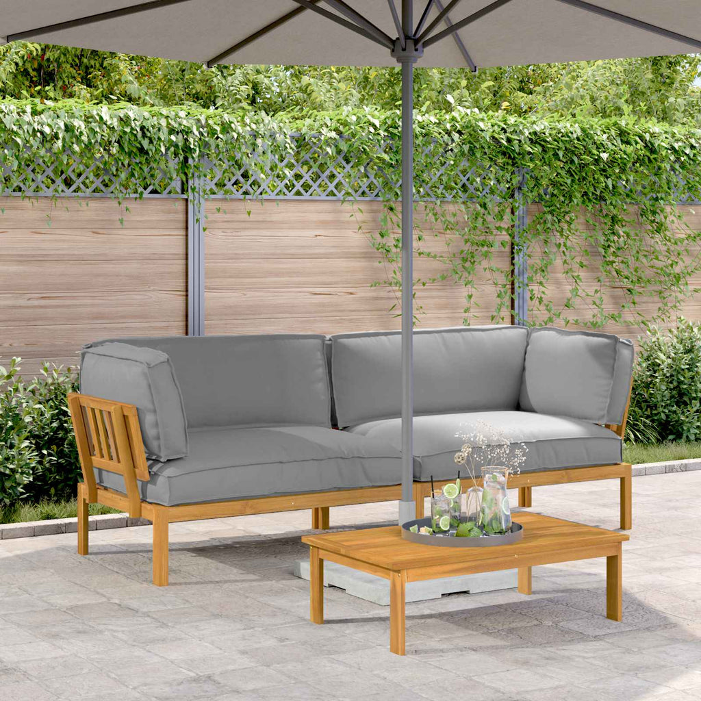 Sofa Set mit Kissen Uni 2 pcs Grau Massivholz Akazie
