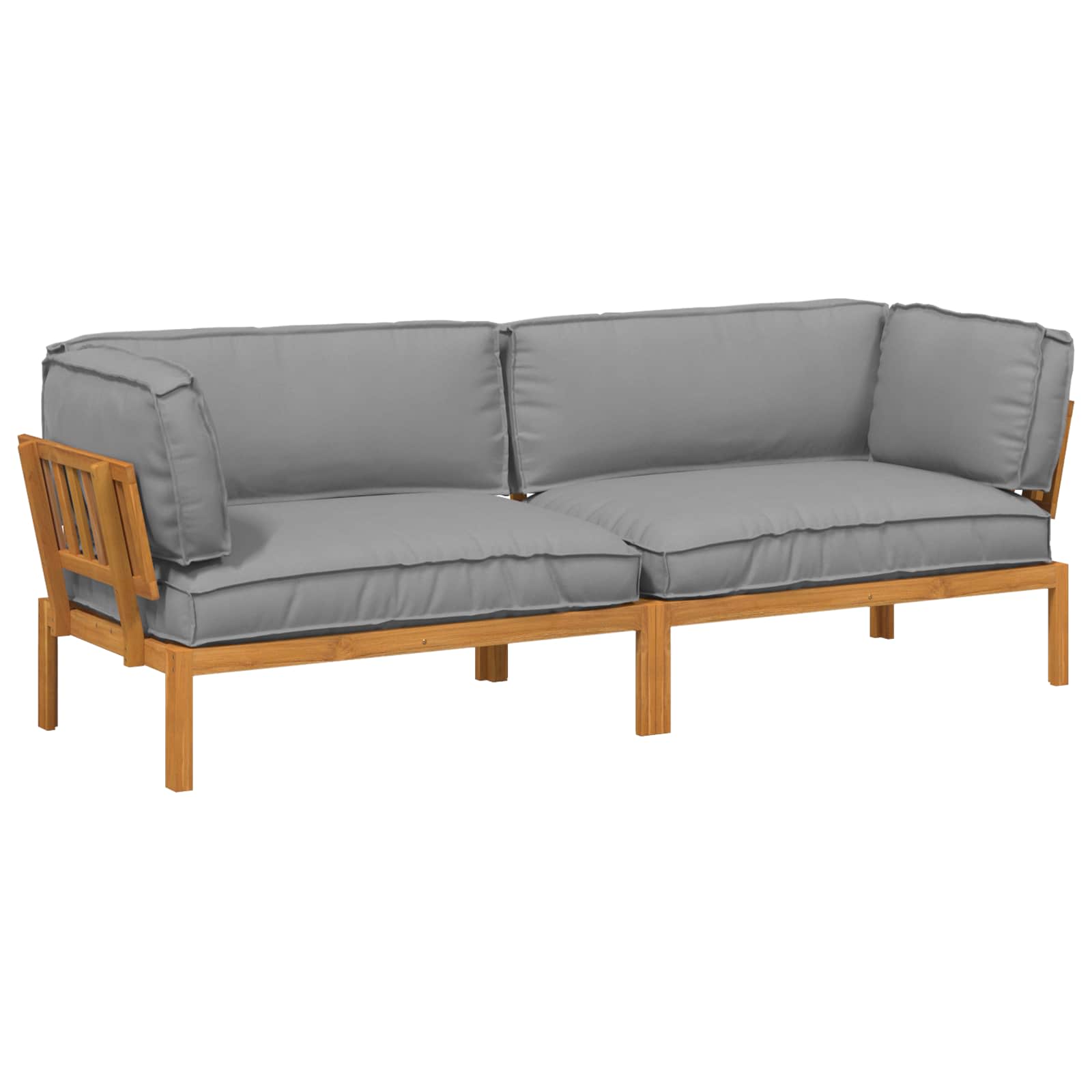 Sofa Set mit Kissen Uni 2 pcs Grau Massivholz Akazie