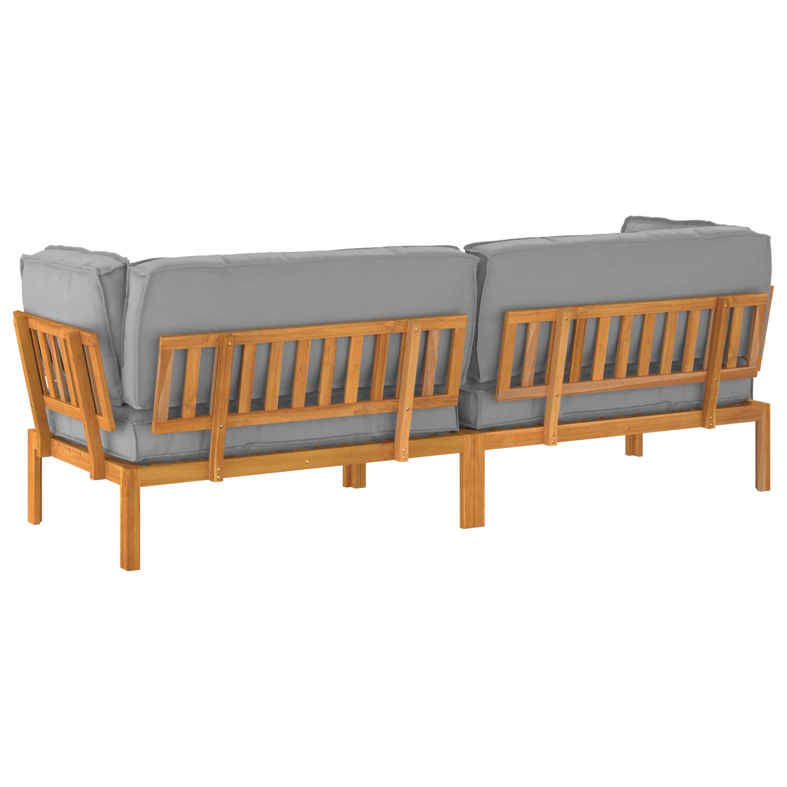 Sofa Set mit Kissen Uni 2 pcs Grau Massivholz Akazie