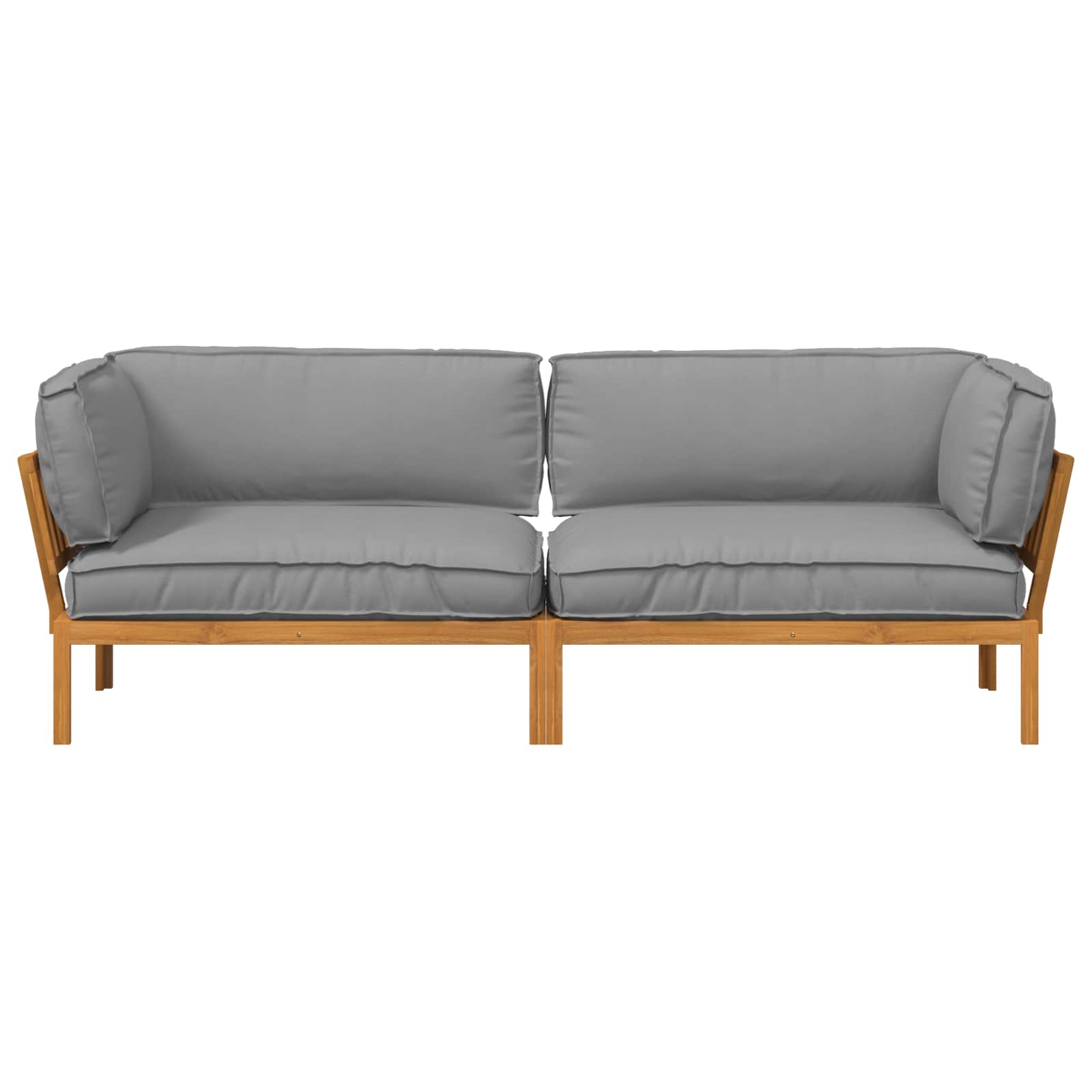 Sofa Set mit Kissen Uni 2 pcs Grau Massivholz Akazie