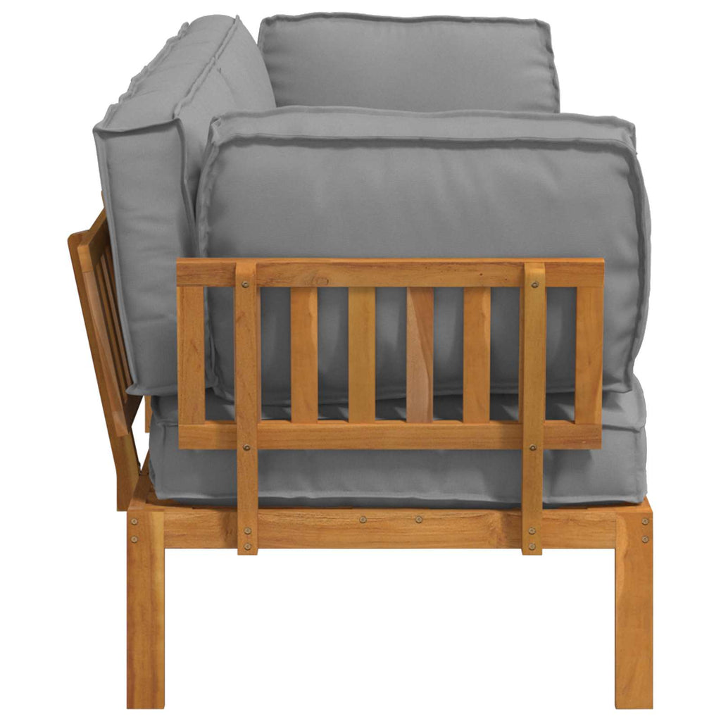 Sofa Set mit Kissen Uni 2 pcs Grau Massivholz Akazie