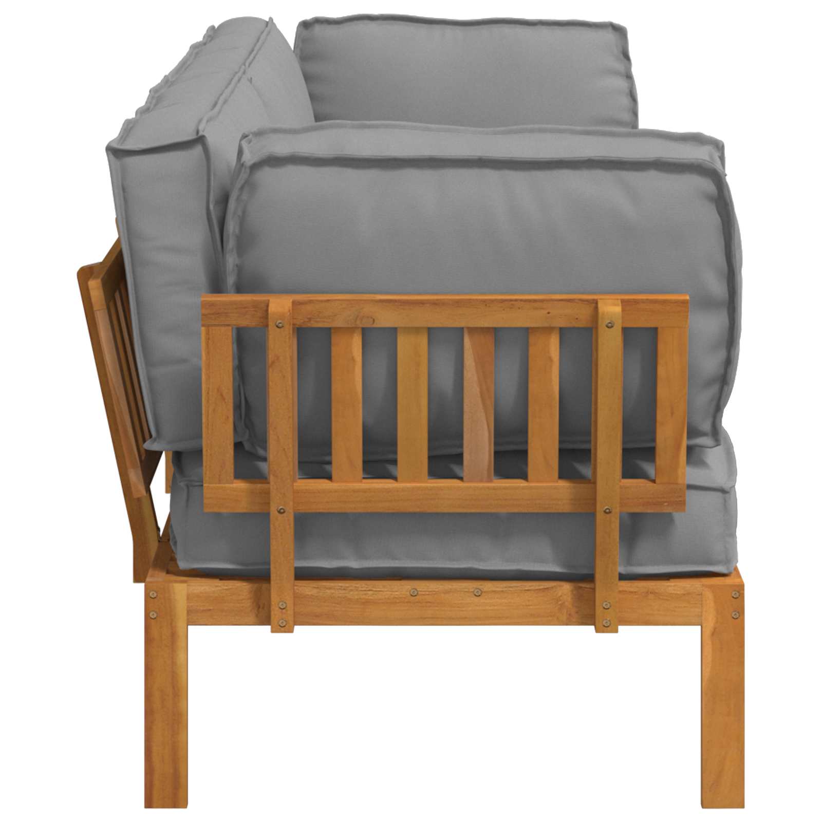 Sofa Set mit Kissen Uni 2 pcs Grau Massivholz Akazie