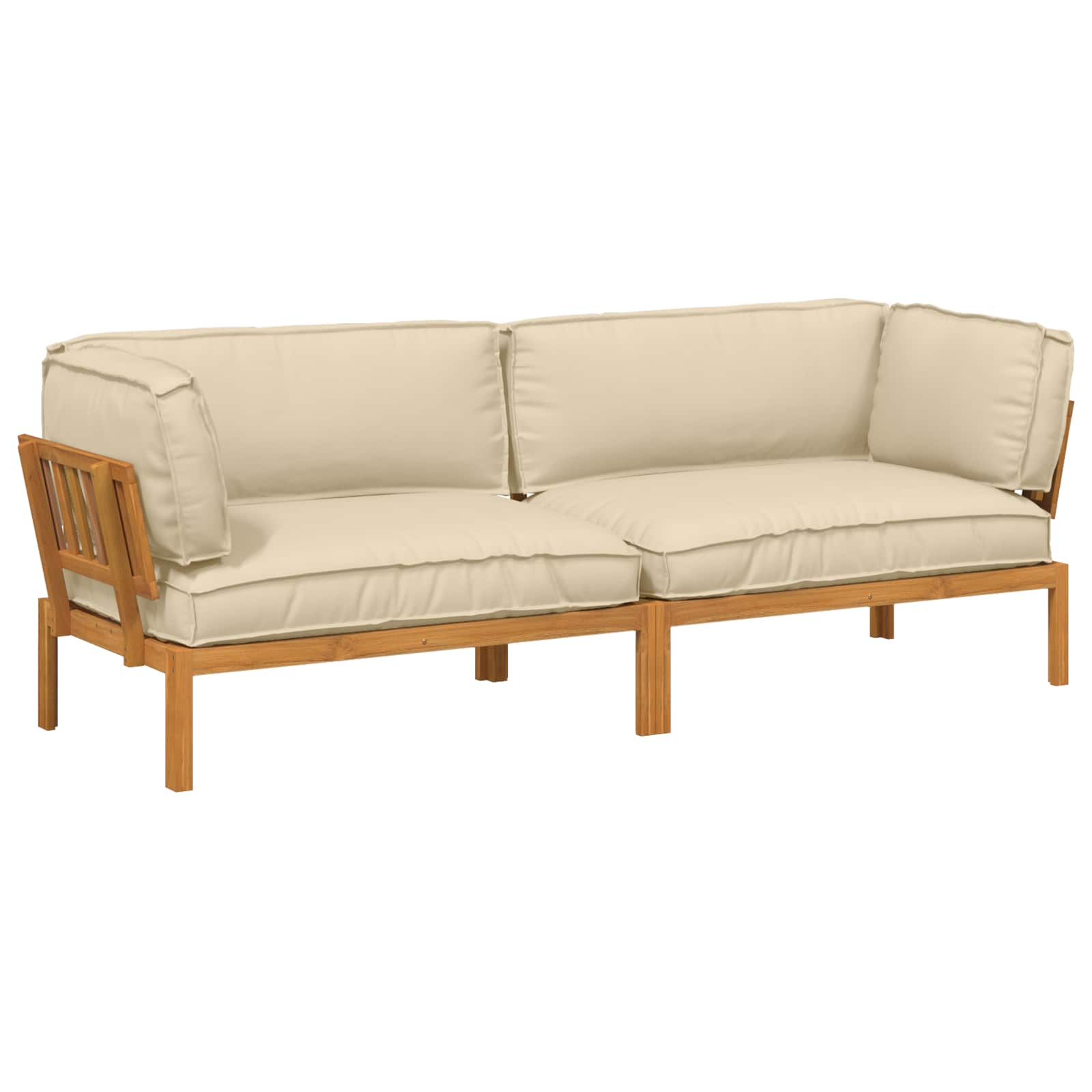 Sofa Set mit Kissen Uni 2 pcs Beige Massivholz Akazie