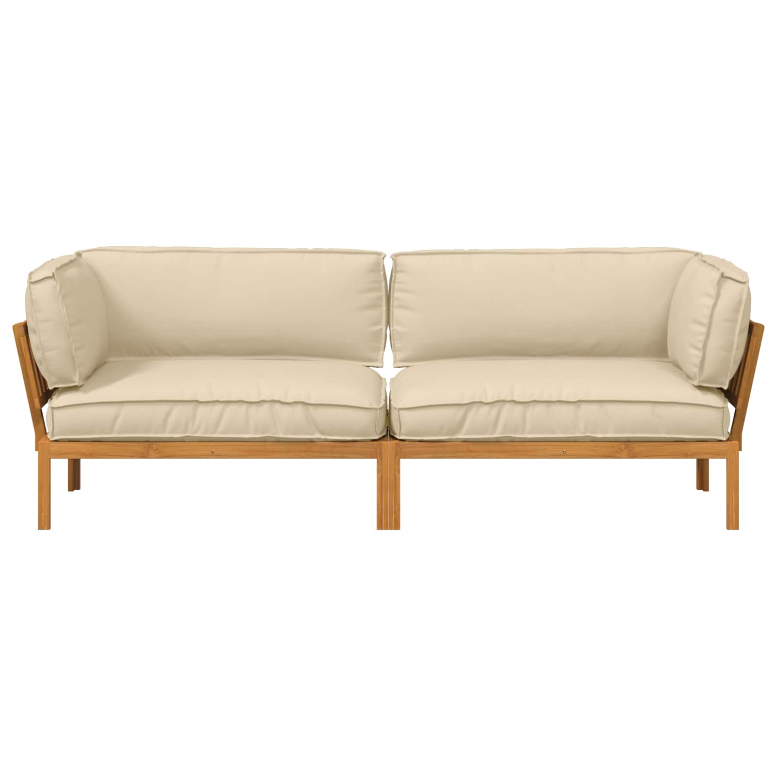 Sofa Set mit Kissen Uni 2 pcs Beige Massivholz Akazie