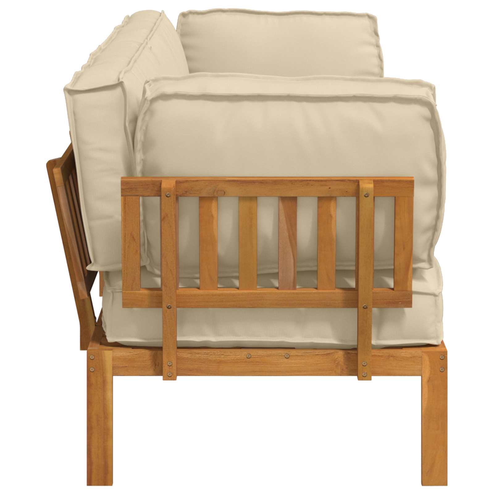 Sofa Set mit Kissen Uni 2 pcs Beige Massivholz Akazie