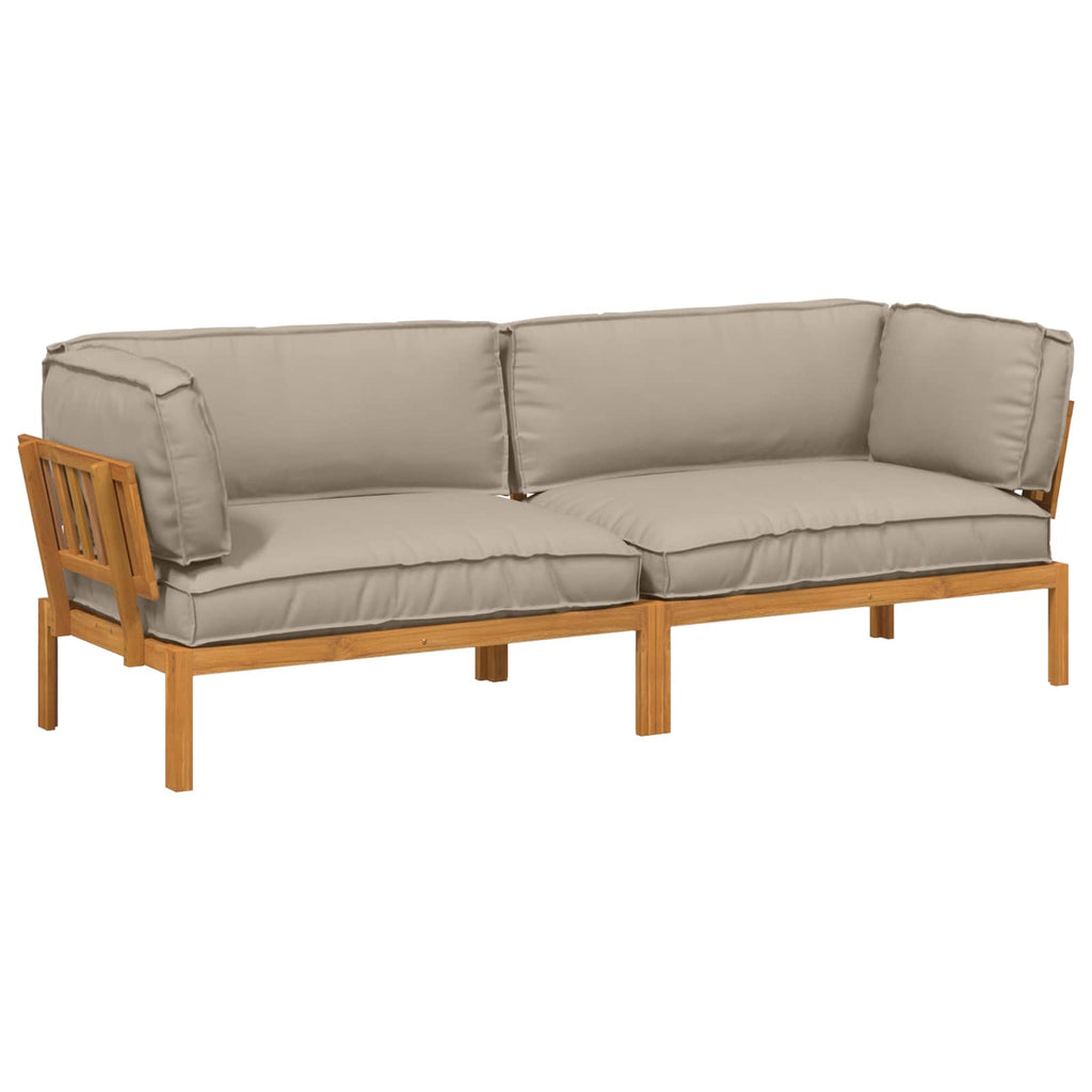 Sofa Set mit Kissen Uni 2 pcs Taupe Massivholz Akazie