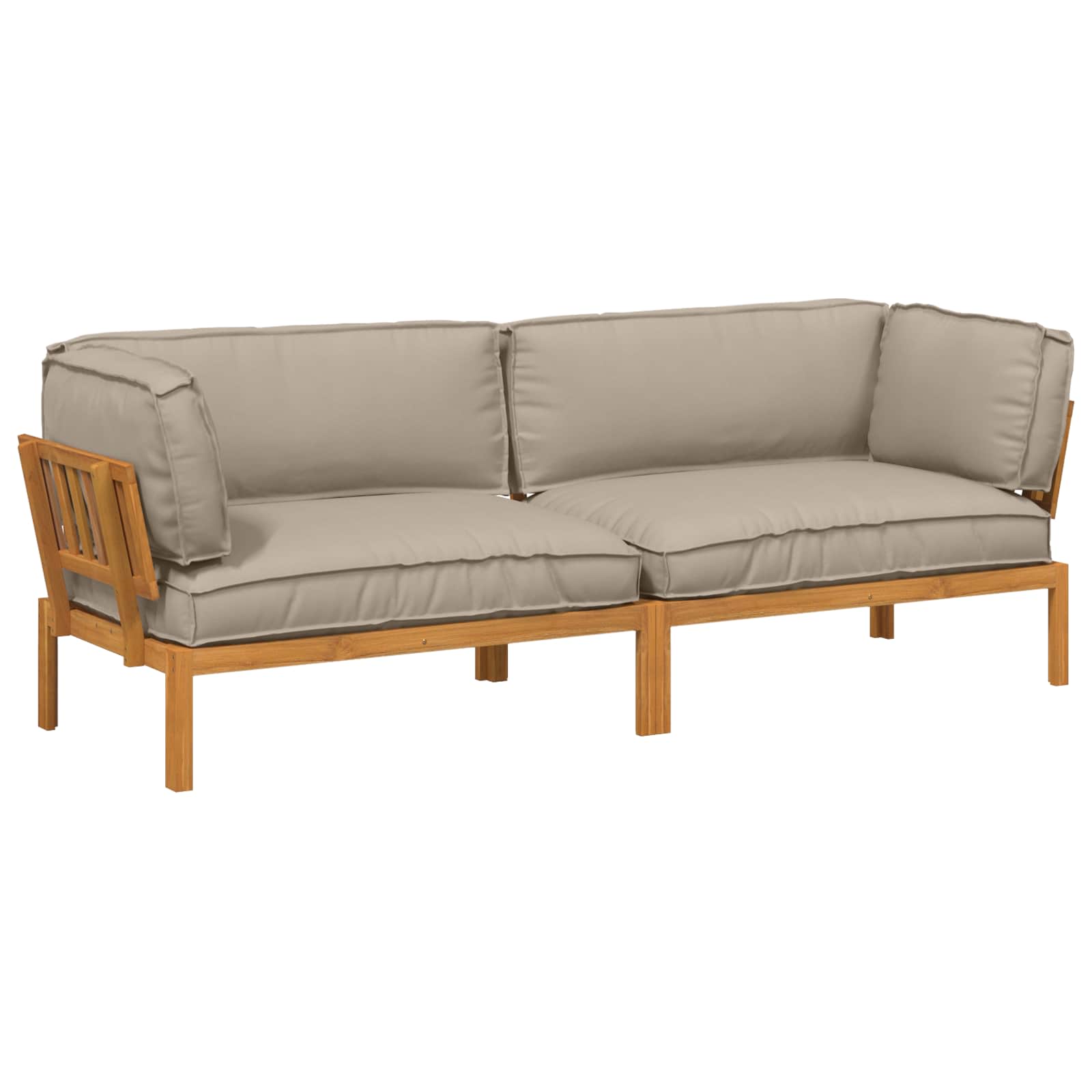 Sofa Set mit Kissen Uni 2 pcs Taupe Massivholz Akazie