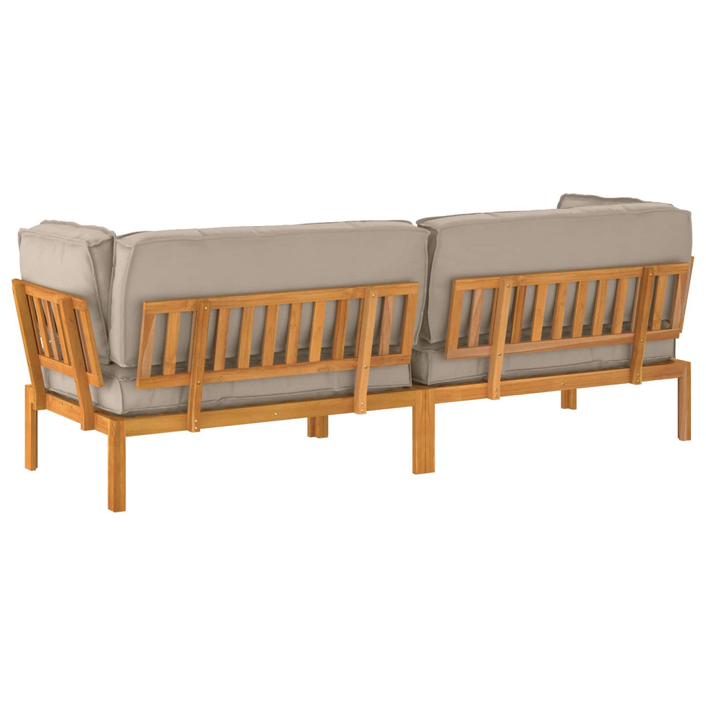 Sofa Set mit Kissen Uni 2 pcs Taupe Massivholz Akazie