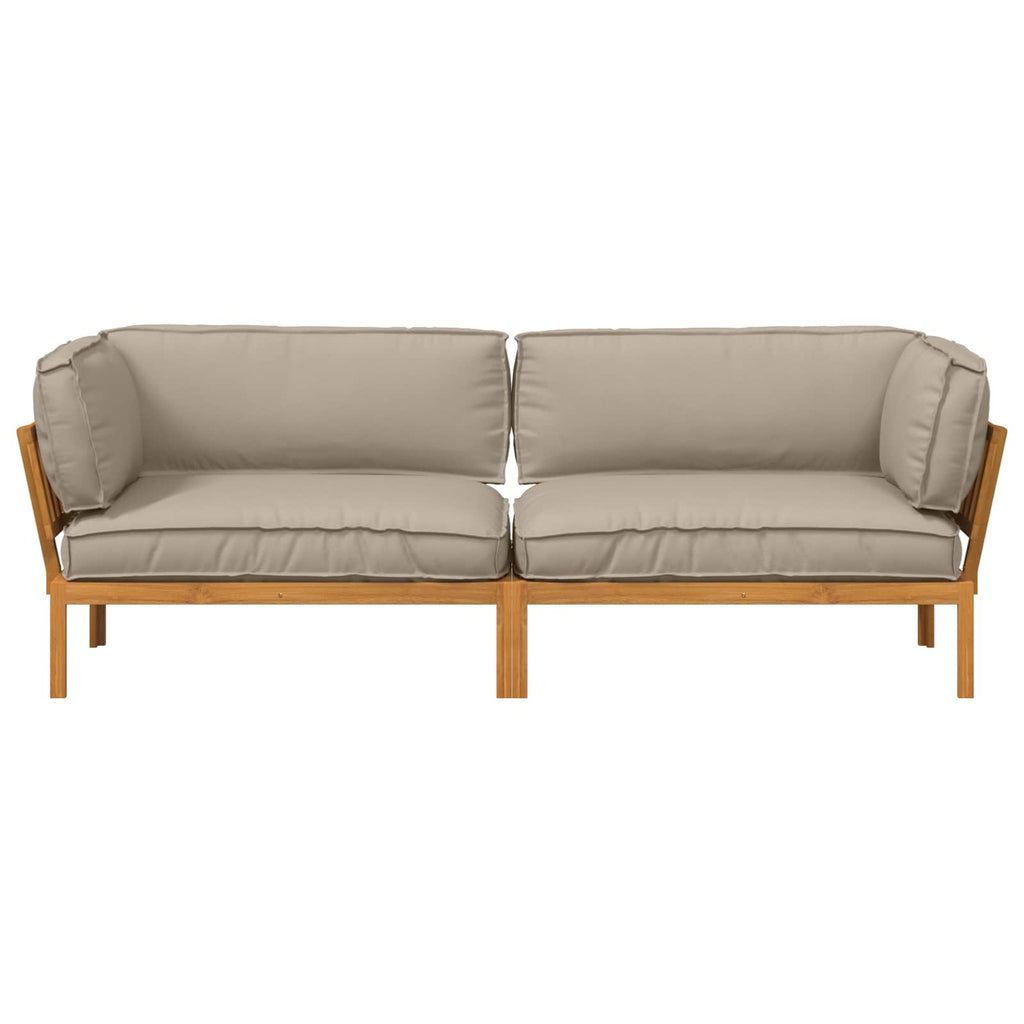 Sofa Set mit Kissen Uni 2 pcs Taupe Massivholz Akazie