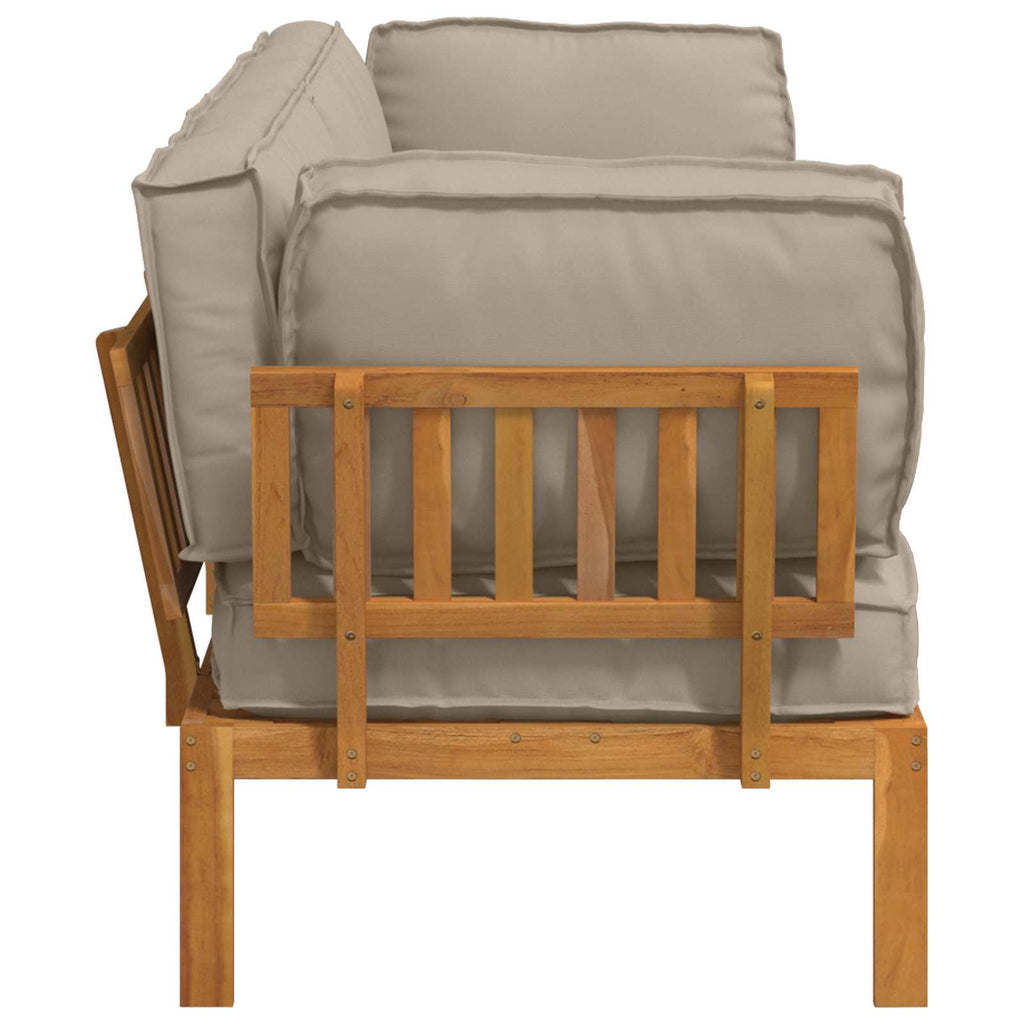 Sofa Set mit Kissen Uni 2 pcs Taupe Massivholz Akazie