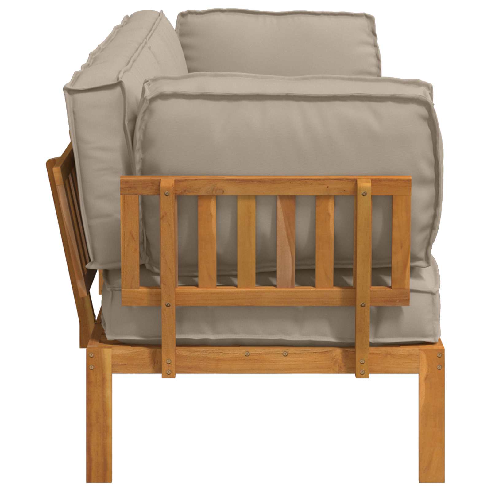 Sofa Set mit Kissen Uni 2 pcs Taupe Massivholz Akazie
