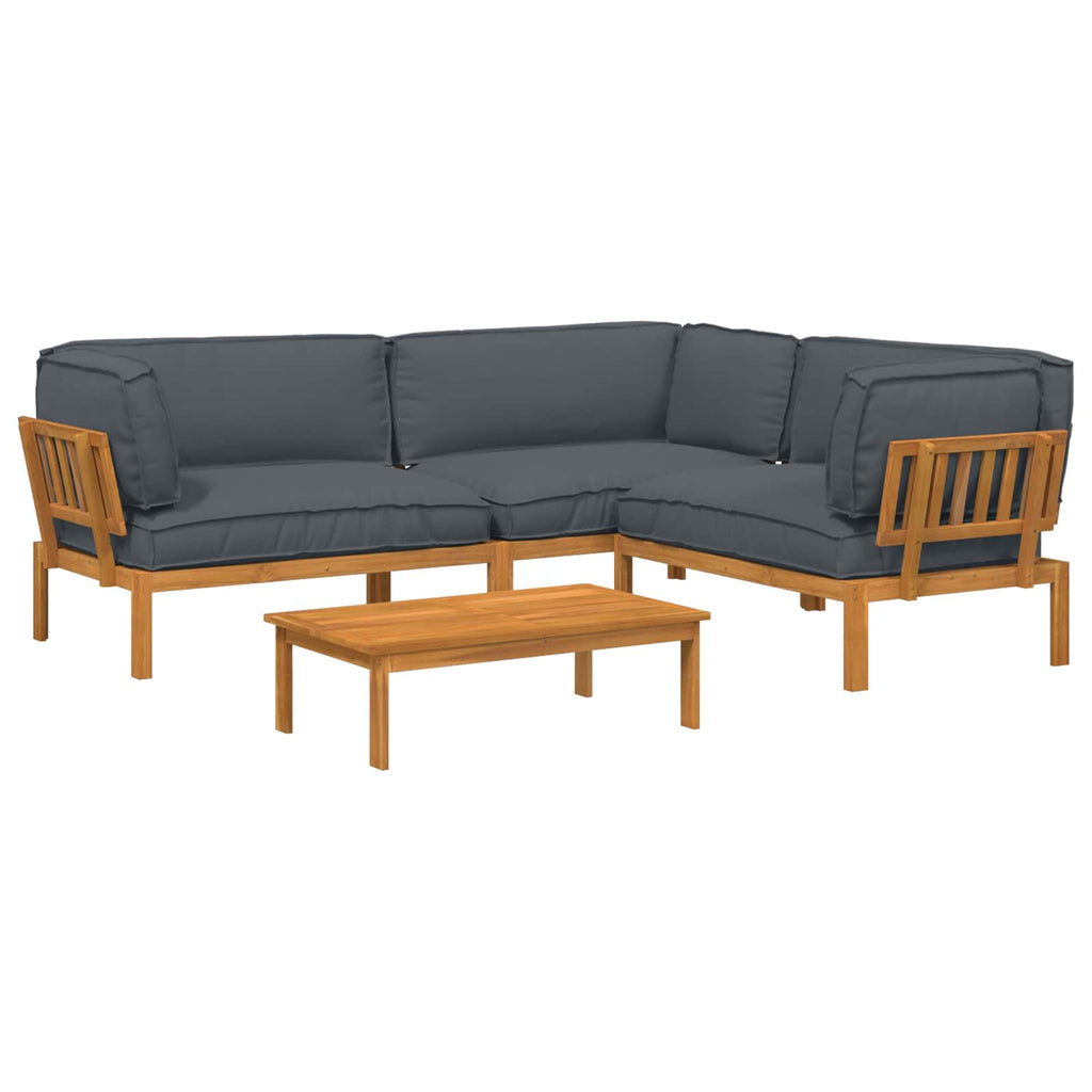 Sofa Set mit Kissen Uni 4 pcs Anthrazit Massivholz Akazie