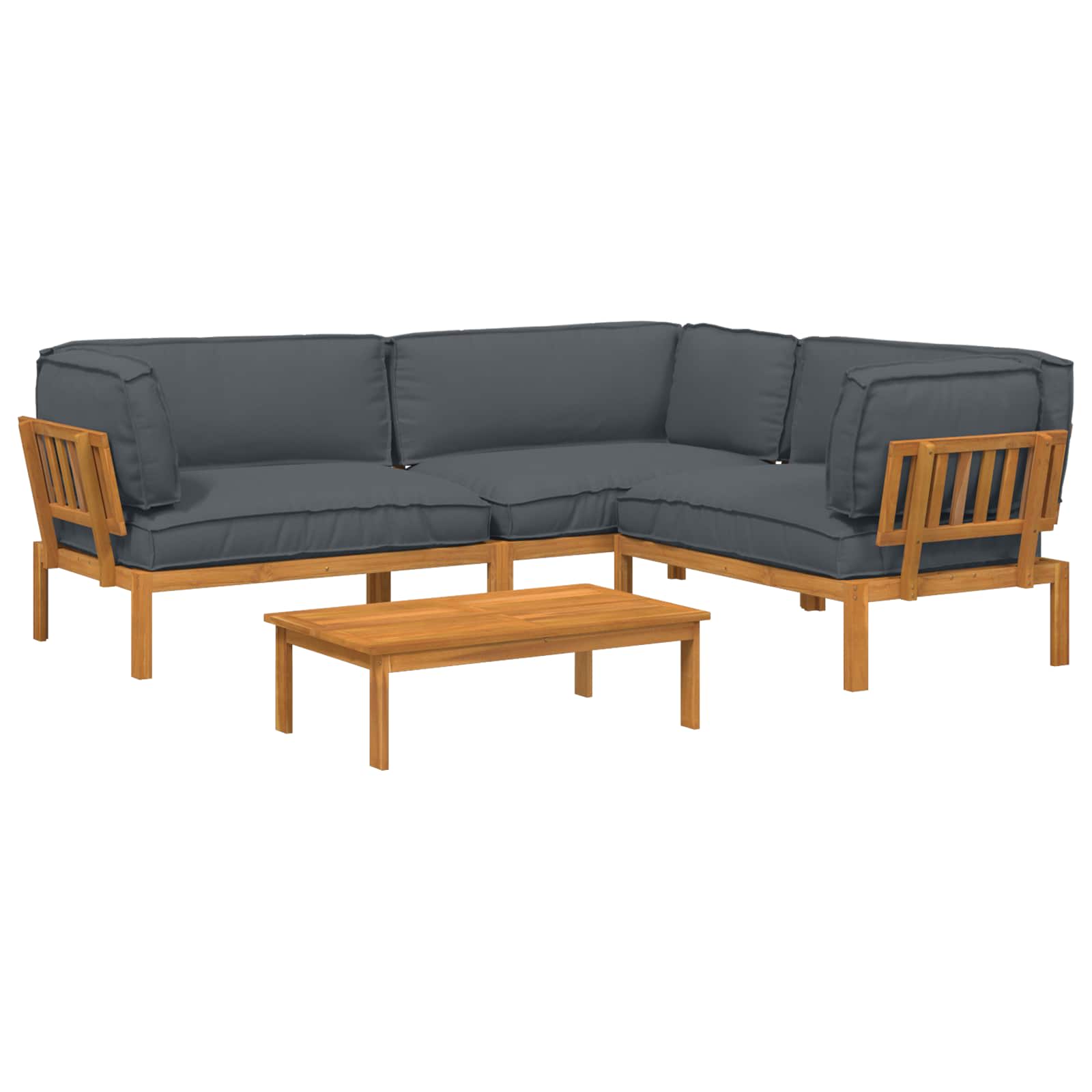 Sofa Set mit Kissen Uni 4 pcs Anthrazit Massivholz Akazie