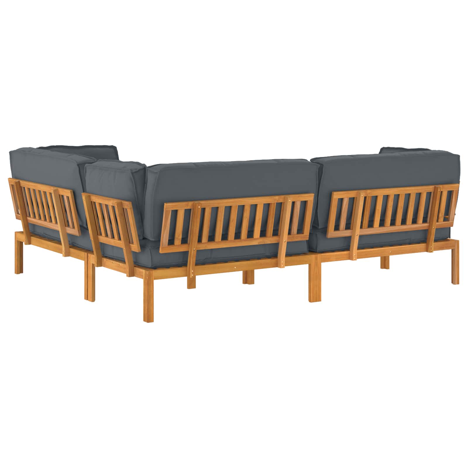 Sofa Set mit Kissen Uni 4 pcs Anthrazit Massivholz Akazie