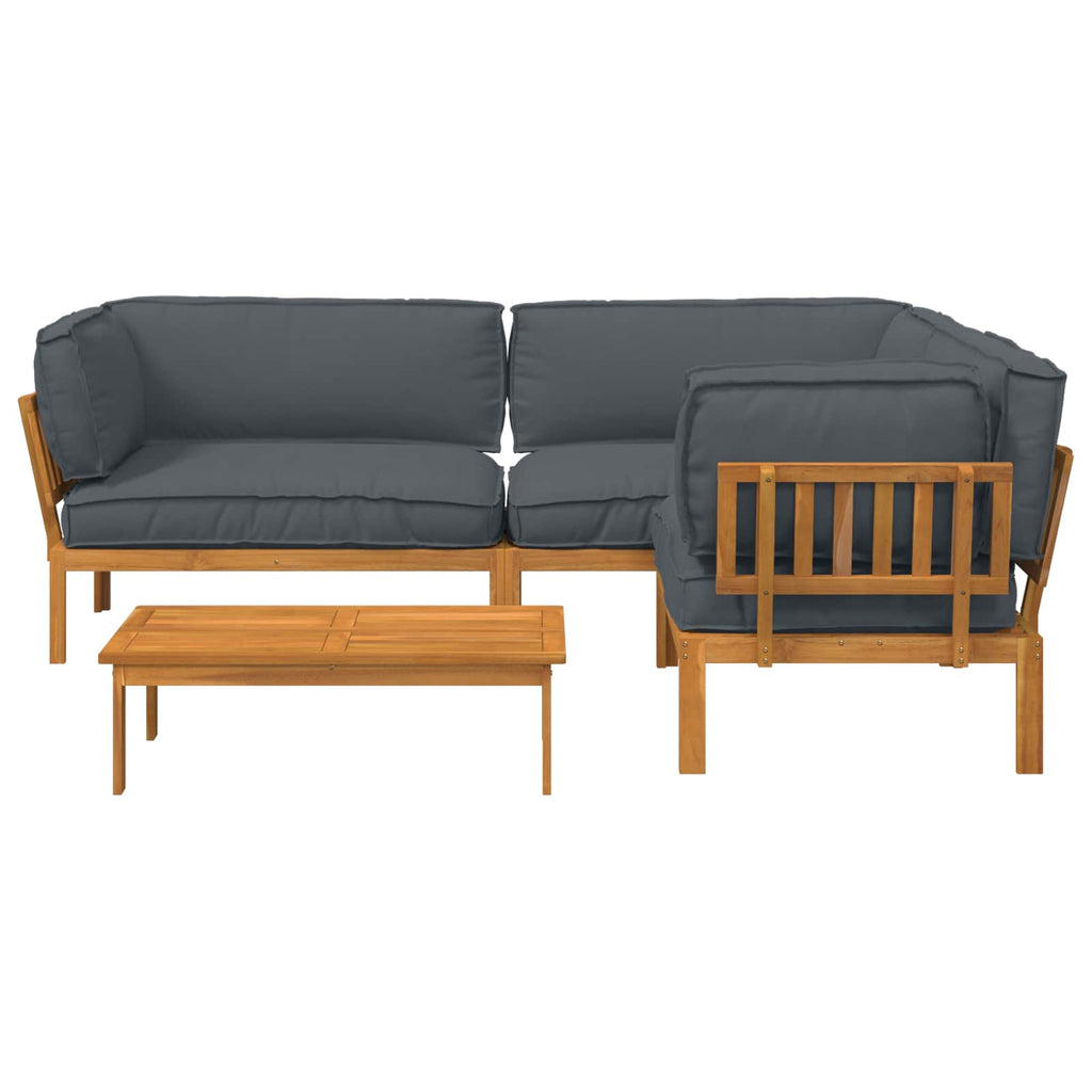 Sofa Set mit Kissen Uni 4 pcs Anthrazit Massivholz Akazie