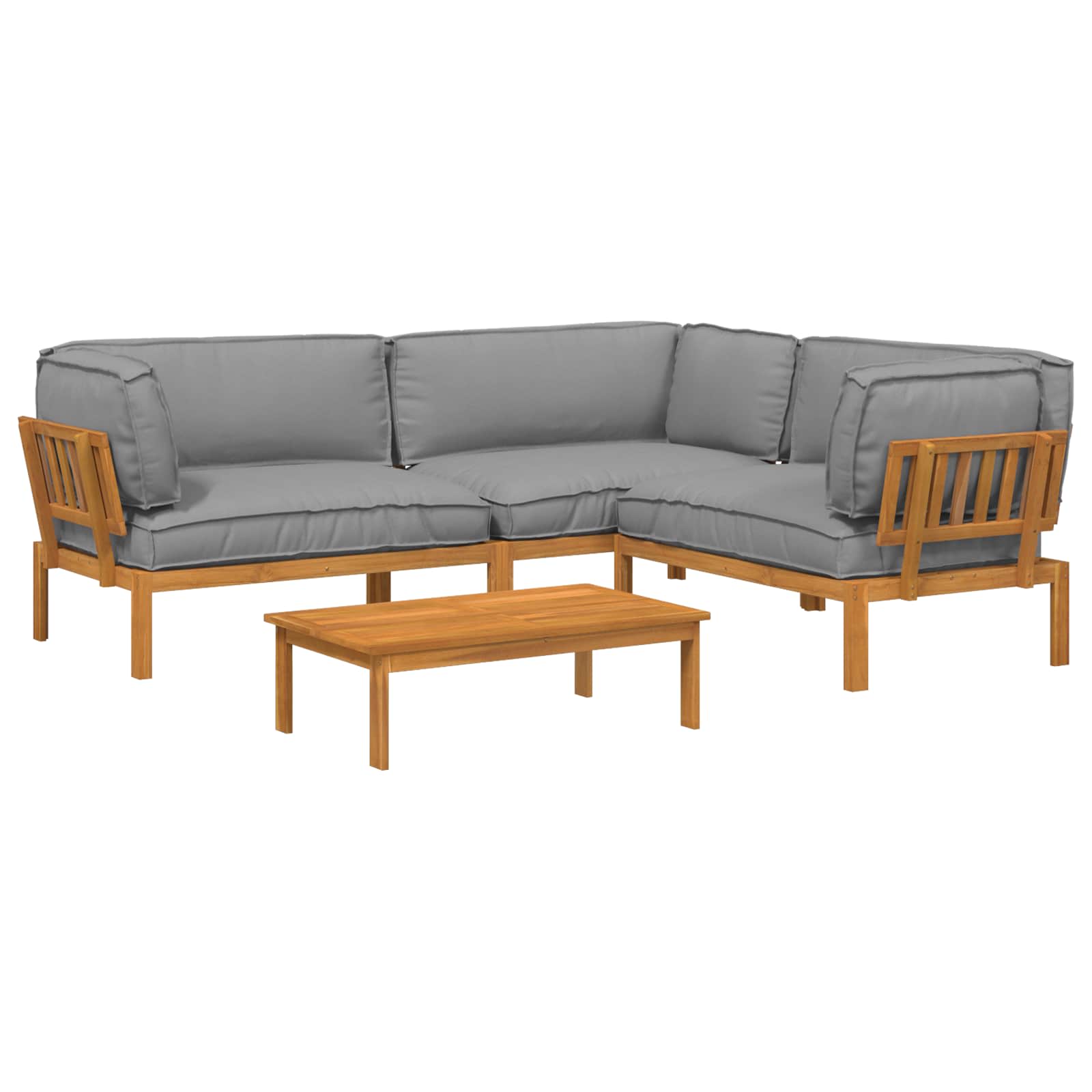 Sofa Set mit Kissen Uni 4 pcs Grau Massivholz Akazie